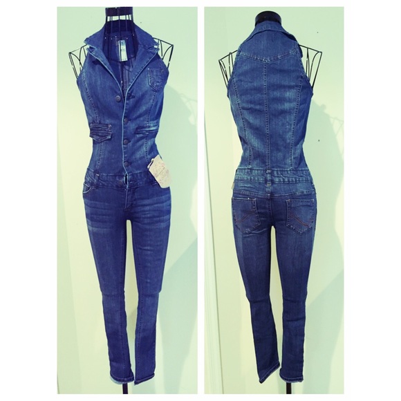 Denim Vest Skinny Jean Jumpsuit