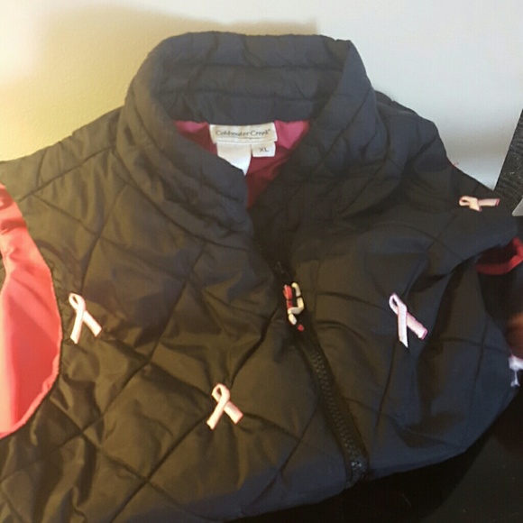 Coldwater Creek pink ribbon quilted vest XL