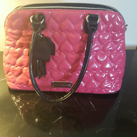 Betsey Johnston pink and black handbag