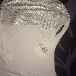 VS bling white silver leopard long sleeve