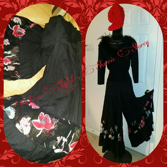Atomic  Pants - Black Floral Gouchos