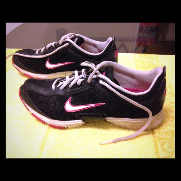 Nike basketball shoes - black, white & hot pink