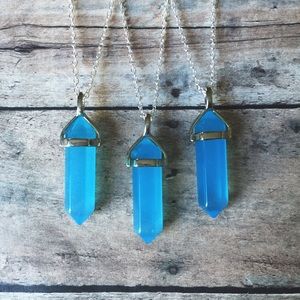 Blue Jade Sterling Silver Necklace