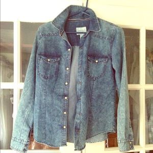 Acid Washed Denim Button Up