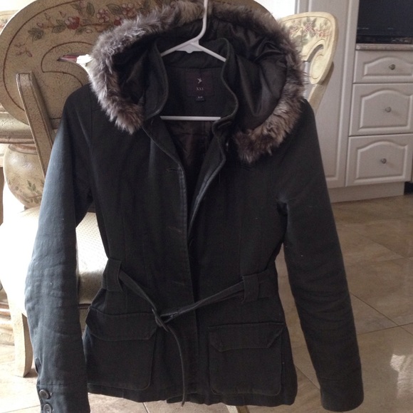 Forever 21 Jackets & Blazers - Army Green Utility Jacket with Fur Hood