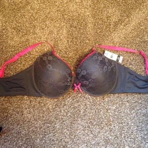 Gray Bra with Pink Accent