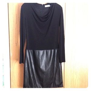 Calvin Klein size 4 LBD with faux leather bottom