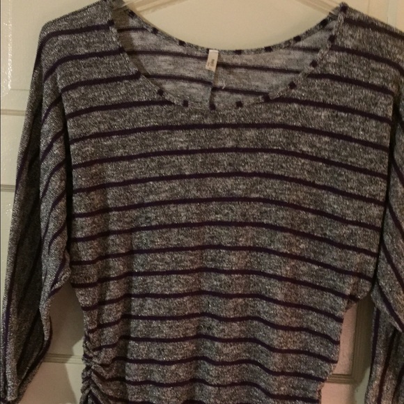 Purple shiny grey shirt