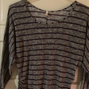 Purple shiny grey shirt