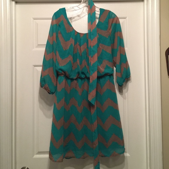 Brown and Green Chevron Dress!