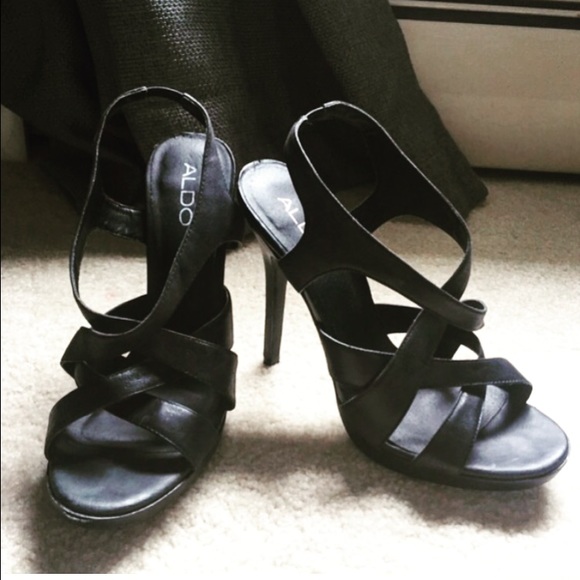 Black strapped heels. ALDO