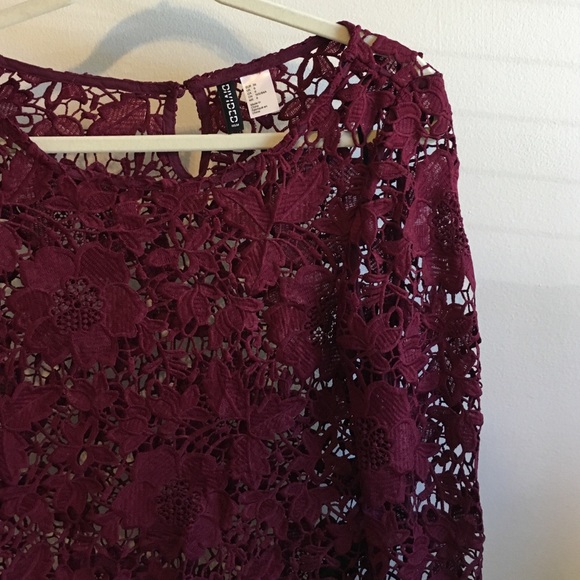 H&M Cranberry Lace Top