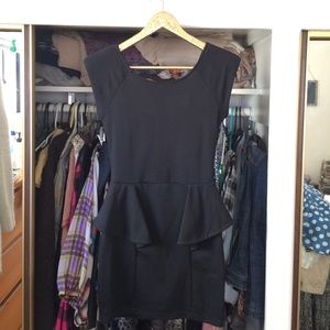 Black Peplum Dress w/ Zipper and Caged Back