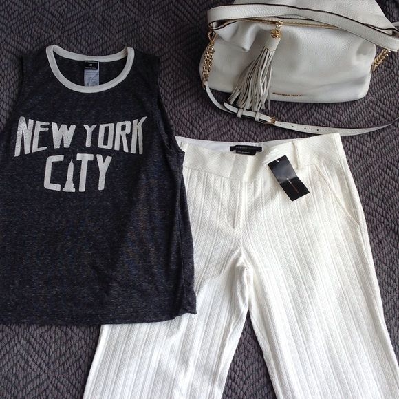 BCBG MAXAZRIA Patterned White Pants