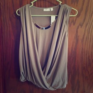 Brand new taupe dressy tank top
