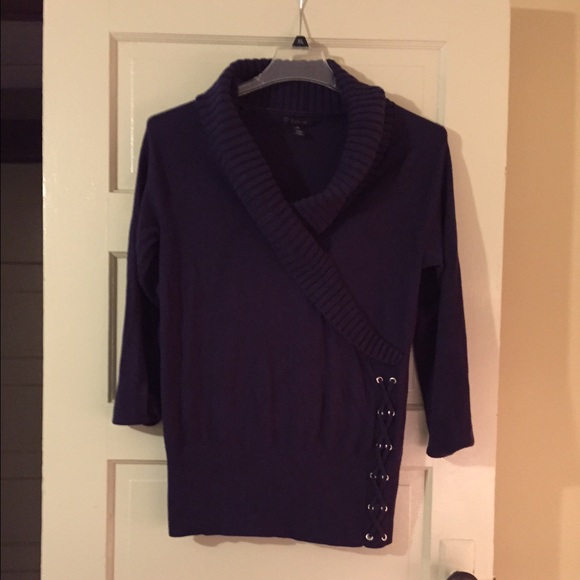 Purple long sweater looks great w/ black leggings