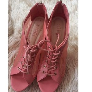 The Emily Pink Mesh Wedges