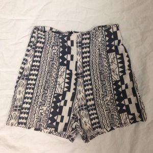 Tribal Print High-Waisted Shorts