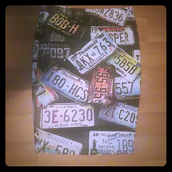 States License Plate Pencil Skirt