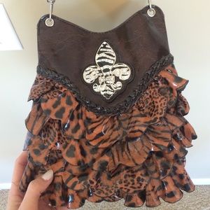 Animal Print Leather Over-the-Shoulder Purse