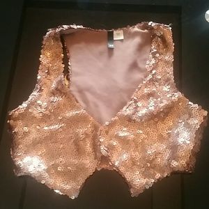 Copper Sequin Crop Vest