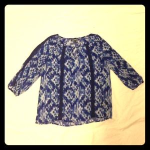 Blue Tribal Print Blouse