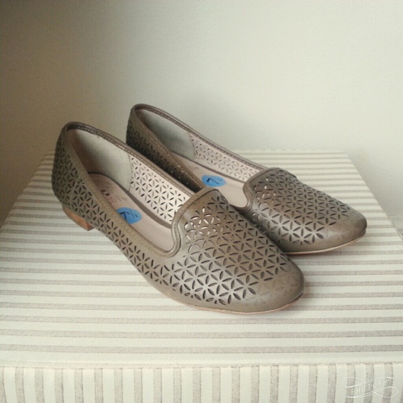 Taupe Brown Leather Flats