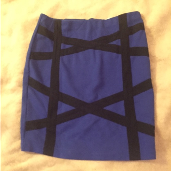 Black and Blue Geometric Skirt
