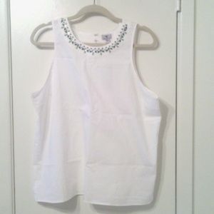 NWT- White tank with jeweled neckline