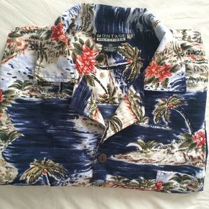Brandy Melville Hawaiian Print Crop Shirt
