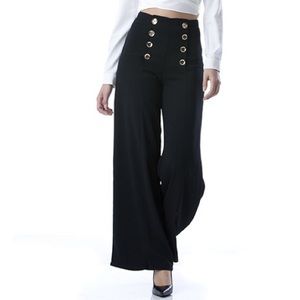 small navy high waist palazzo wide leg pants