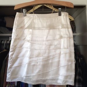 Ann Taylor 100% Silk Cream Layered Skirt