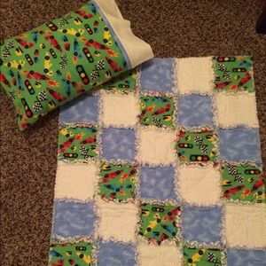 Handmade baby/toddler rag quilt and pillow set.