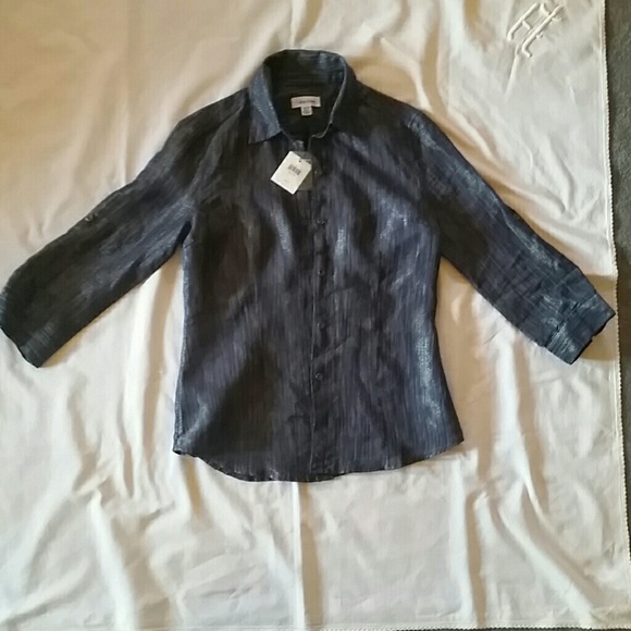 NWT Calvin Klein 3/4 sleeve dress shirt Sz XS