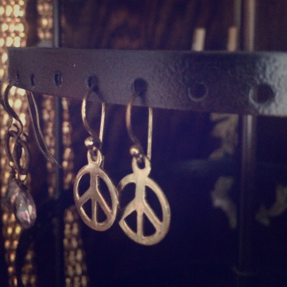 Gold plated sterling silver peace earrings
