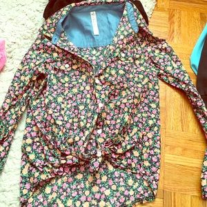 A floral print flannel