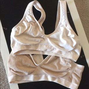 Two reversible tan bras