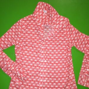 Crown & ivy crab print pink button up