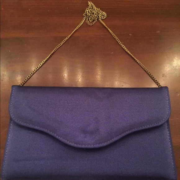 Dark Purplish Blue Clutch with Chain Strap