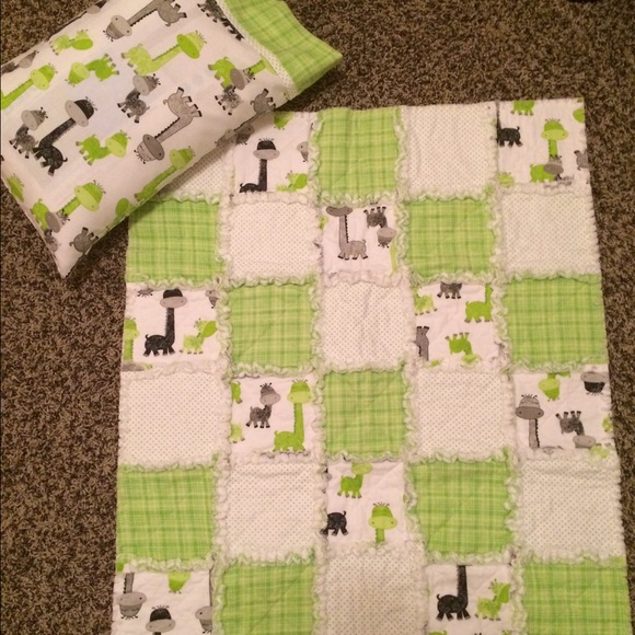 Other - Handmade baby/toddler rag quilt and pillow set