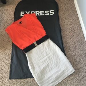 Orange and tan Express professional dress