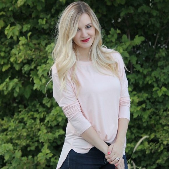 blush pink knit top - Picture 3 of 4