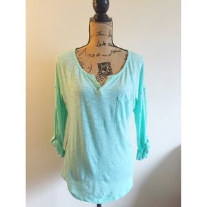 Turquoise 3/4 Length Top