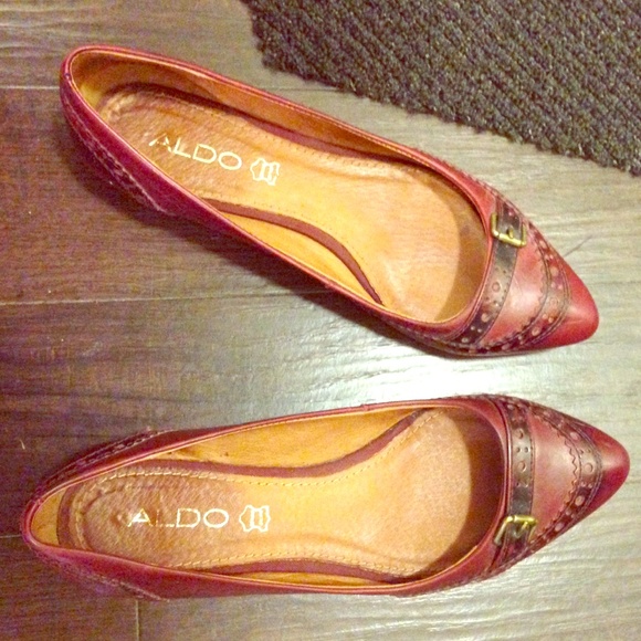 ALDO genuine leather dark red pointed flats