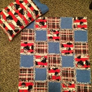 Handmade baby/toddler rag quilt and pillow set