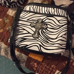 zebra rhinestone purse