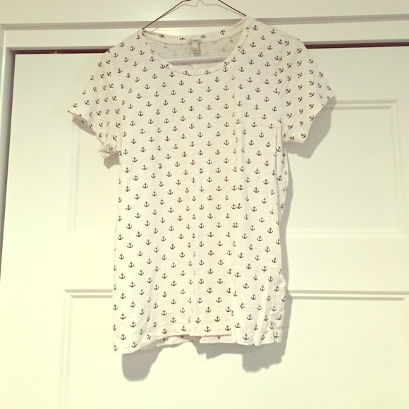 J.crew White tee with navy anchors
