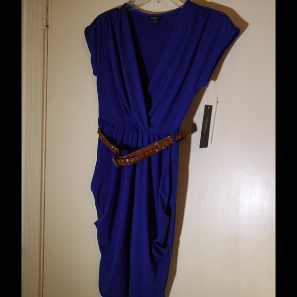 Royal blue belted dress