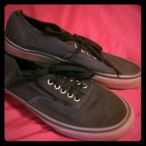 Slightly Worn Black Vans With Gold Lace-holes