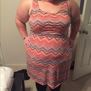 Chevron print high-low dress